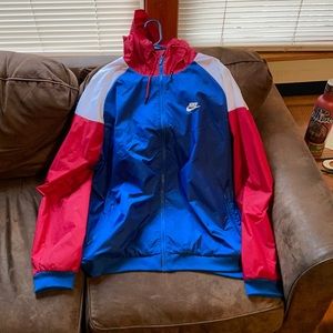 Red white and blue Nike windbreaker